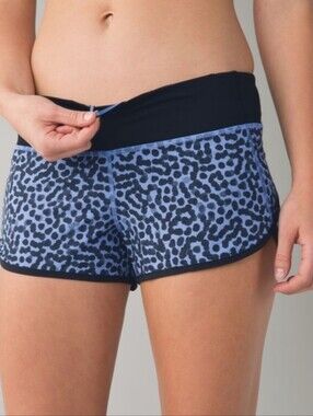 Lululemon Run Speed Short 4-way Stretch Ace Spot Lullaby Black Size 4